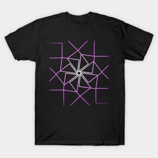 Abstract glowing geometric pattern in purple T-Shirt